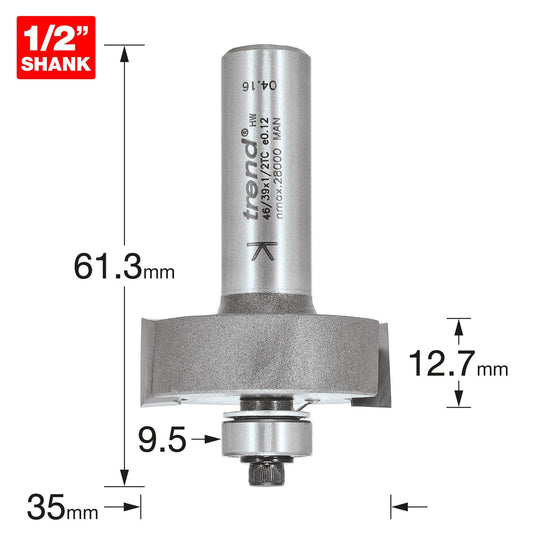 Trend Bearing Guided 35mm Diameter Rebater Router Cutter 46/39X1/2TC Size