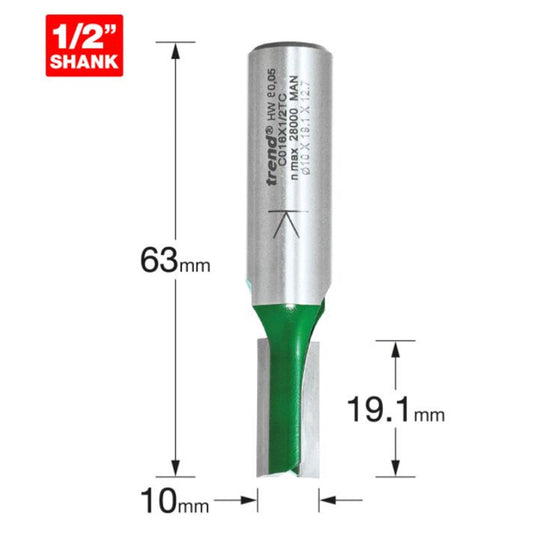 Trend C016X1/2TC Two Flute Cutter 10mm diameter