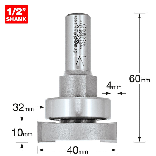 Trend Intumescent Router Cutter 10mm x 40mm Shank 1/2in 346X1/2TC Size