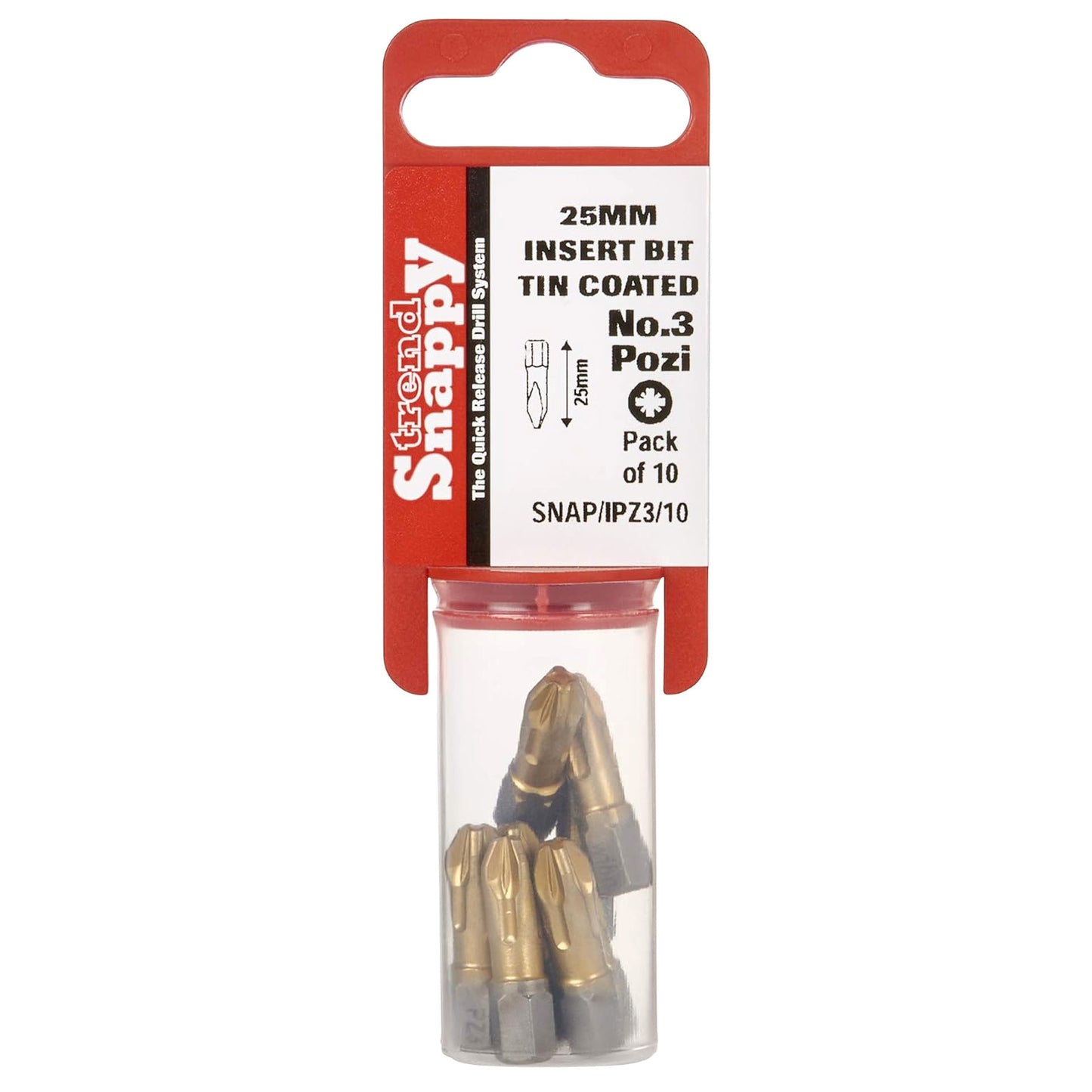 Trend Snappy 25mm Pozi PZ3 Driver Bit 10 Pack SNAP/IPZ3/10 in Retail Pack