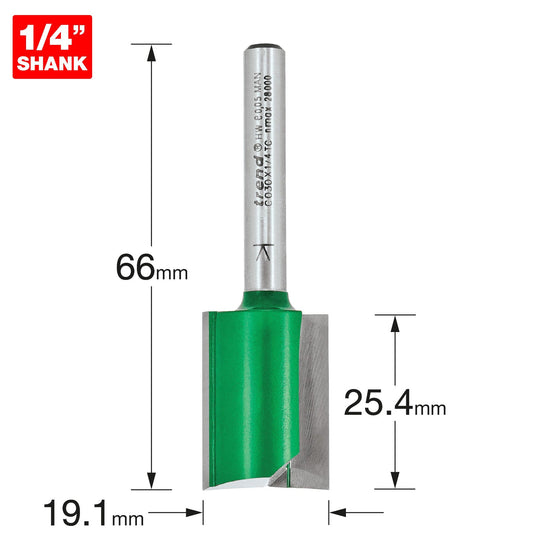 Trend Two Flute Straight Router Cutter 19.1mm Diameter C030X1/4TC Size