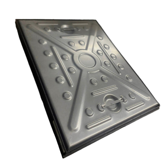 Underground Galvanised Pedestrian Manhole Drain Cover and Frame - 24in x 18in - Transtools Online