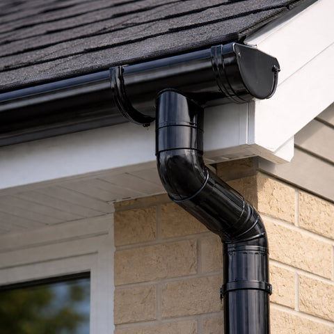 Black Round Gutter and Downpipes