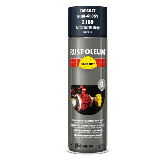 Rust-Oleum Hard Hat Top Coat Spray Anthracite Grey RAL7016 - 500ml