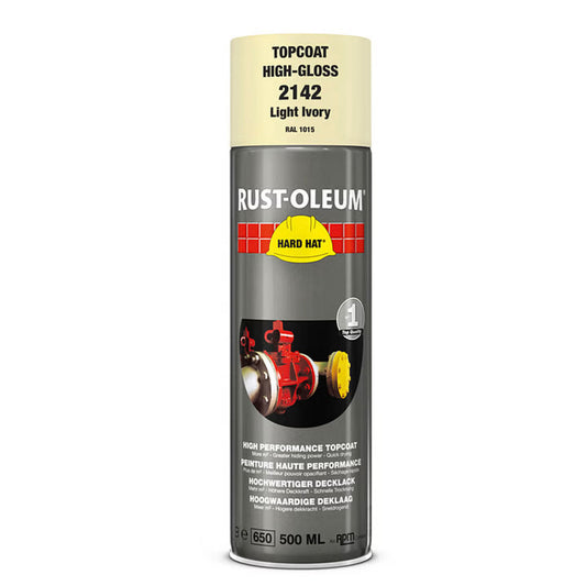 Rust-Oleum Hard Hat Top Coat Spray Light Ivory RAL1015 - 500ml