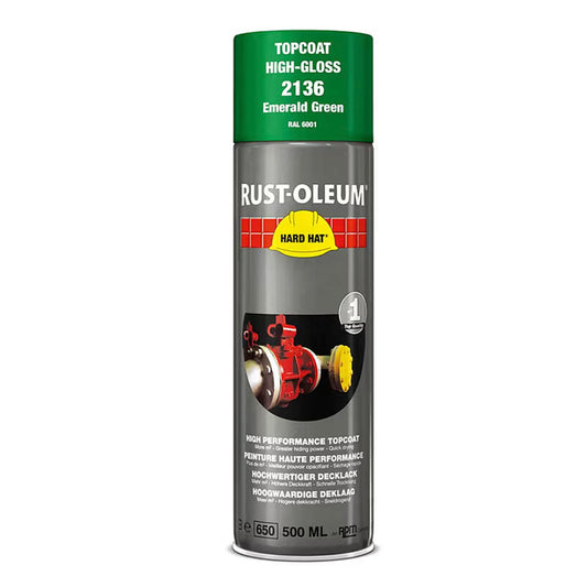 Rust-Oleum Hard Hat Top Coat Spray Emerald Green RAL6001 - 500ml