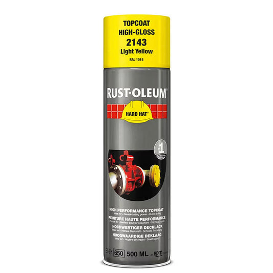 Rust-Oleum Hard Hat Top Coat Spray Light Yellow RAL1018 - 500ml