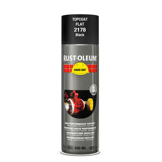 Rust-Oleum Hard Hat Top Coat Spray Matt Black - 500ml