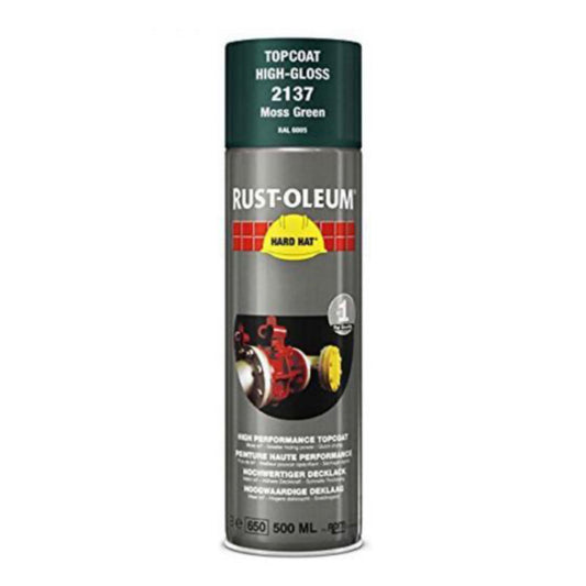 Rust-Oleum Hard Hat Top Coat Spray Moss Green RAL6005 - 500ml