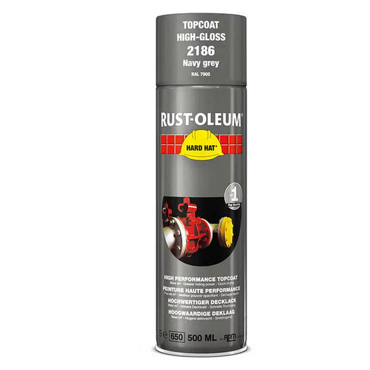 Rust-Oleum Hard Hat Top Coat Spray Navy Grey RAL7005 - 500ml