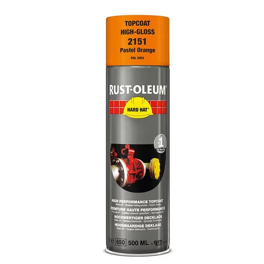 Rust-Oleum Hard Hat Top Coat Spray Pastel Orange RAL2003 - 500ml