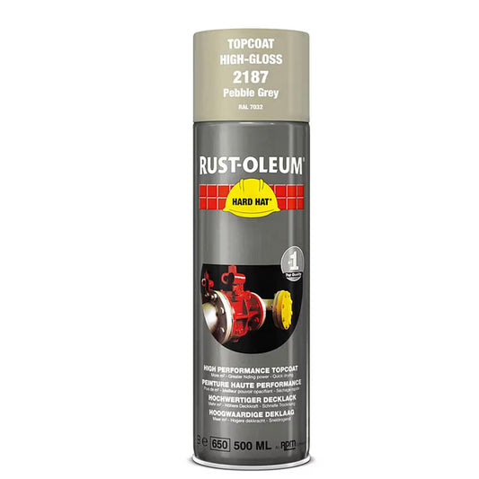 Rust-Oleum Hard Hat Top Coat Spray Pebble Grey RAL7032 - 500ml
