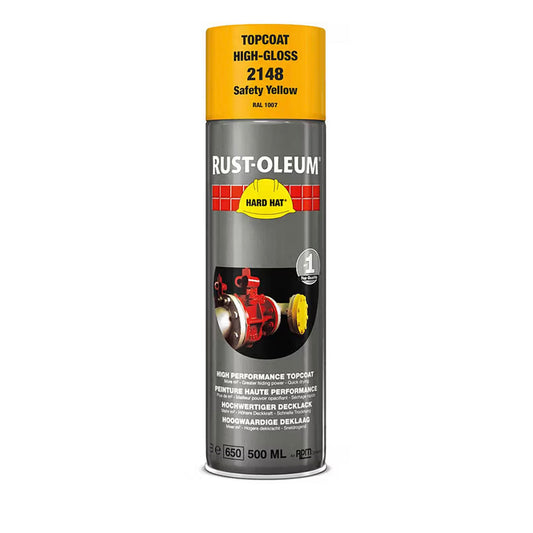 Rust-Oleum Hard Hat Top Coat Spray Safety Yellow RAL1007 - 500ml