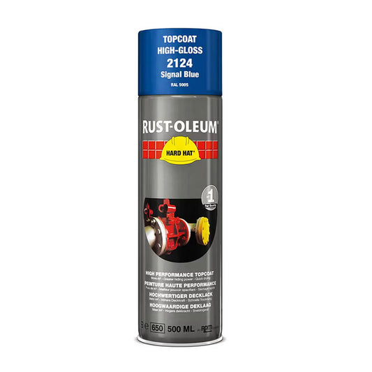 Rust-Oleum Hard Hat Top Coat Spray Paint Signal Blue RAL5005 - 500ml