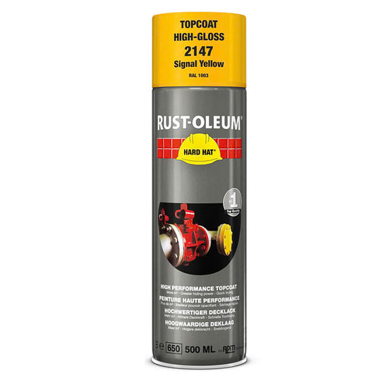 Rust-Oleum Hard Hat Top Coat Spray Paint Signal Yellow RAL1003 - 500ml