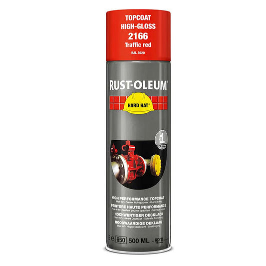 Rust-Oleum Hard Hat Top Coat Spray Paint Traffic Red RAL3020 - 500ml