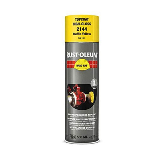 Rust-Oleum Hard Hat Top Coat Spray Paint Traffic Yellow RAL1023 - 500ml