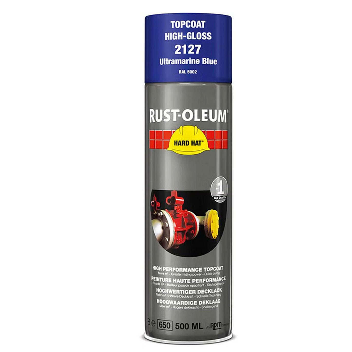 Rust-Oleum Hard Hat Top Coat Spray Paint Ultramarine Blue RAL5002 - 500ml