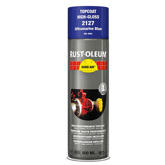 Rust-Oleum Hard Hat Top Coat Spray Paint Ultramarine Blue RAL5002 - 500ml