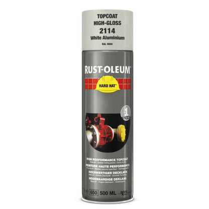 Rust-Oleum Hard Hat Top Coat Spray Paint - White Aluminium