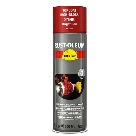 Rust-Oleum Hard Hat Top Coat Spray Paint Bright Red RAL3000 - 500ml