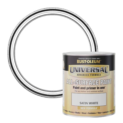 Rust-Oleum Universal All Surface Paint White Satin - 750ml