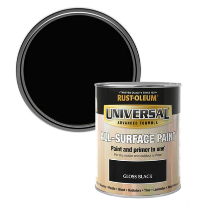 Rust-Oleum Universal All Surface Paint Gloss Black - 750ml
