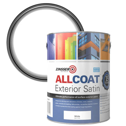 Zinsser AllCoat (Water Based) Exterior Satin Paint White 5 Litre