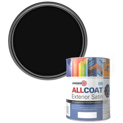 Zinsser AllCoat (Water Based) Exterior Satin Paint Black 1 Litre
