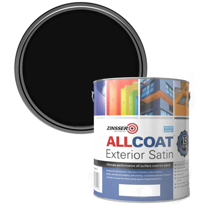 Zinsser AllCoat (Water Based) Exterior Satin Paint Black 2.5 Litre