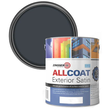 Zinsser AllCoat (Water Based) Exterior Satin Paint Anthracite Grey 2.5 Litre