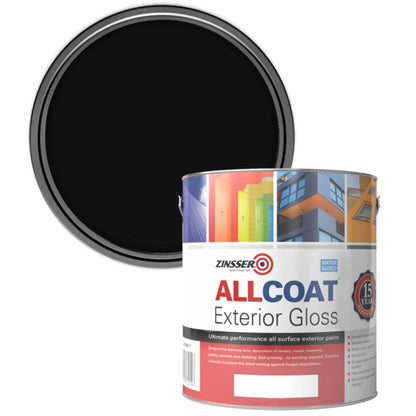 Zinsser AllCoat (Water Based) Exterior Gloss Paint Black 2.5 Litre