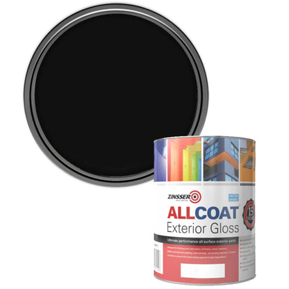 Zinsser AllCoat (Water Based) Exterior Gloss Paint Black 1 Litre