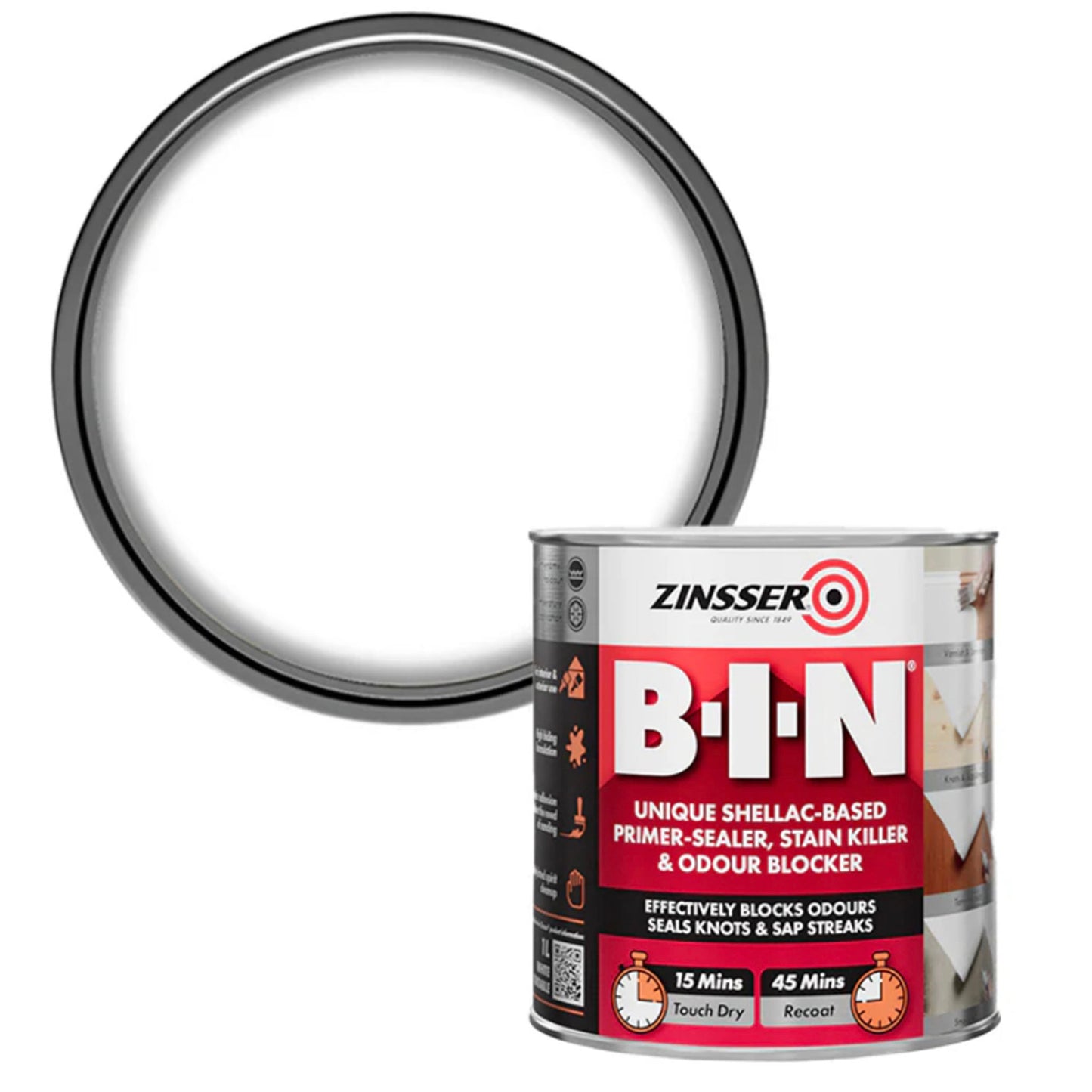 Zinsser B-I-N Primer Sealer Stain Killer Paint White