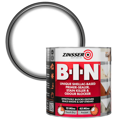 Zinsser B-I-N Primer Sealer Stain Killer Paint White 2.5 Litre