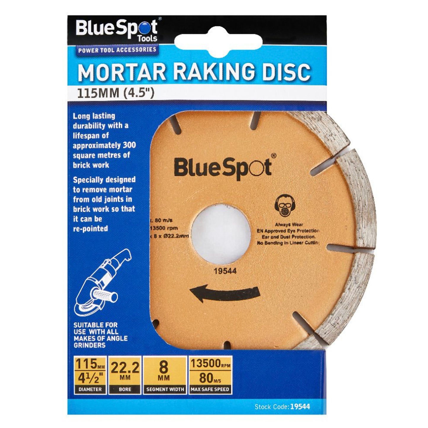Blue Spot Mortar Raking Diamond Disc - 41/2in