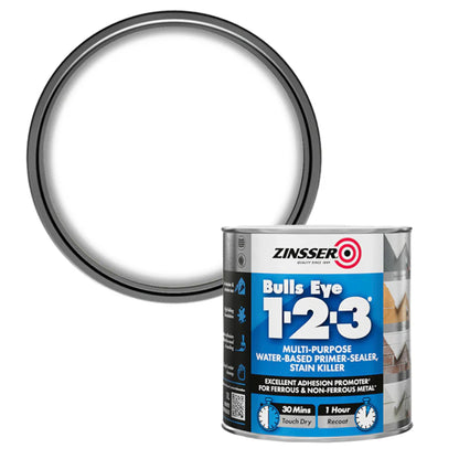 Zinsser Bulls Eye 1-2-3 White Primer Paint 1 Litre