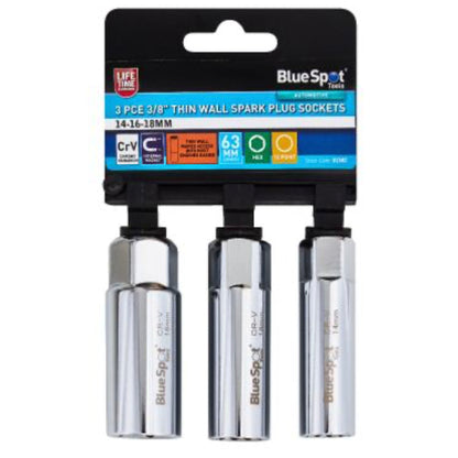 Blue Spot 3/8" Thin Wall Spark Plug Sockets - 3 Pieces