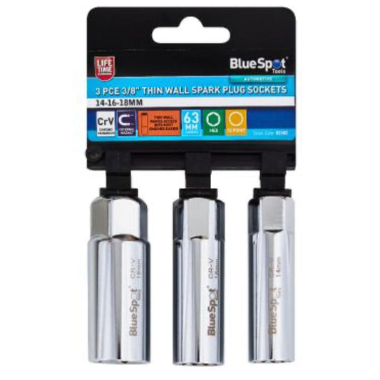 Blue Spot 3/8" Thin Wall Spark Plug Sockets - 3 Pieces