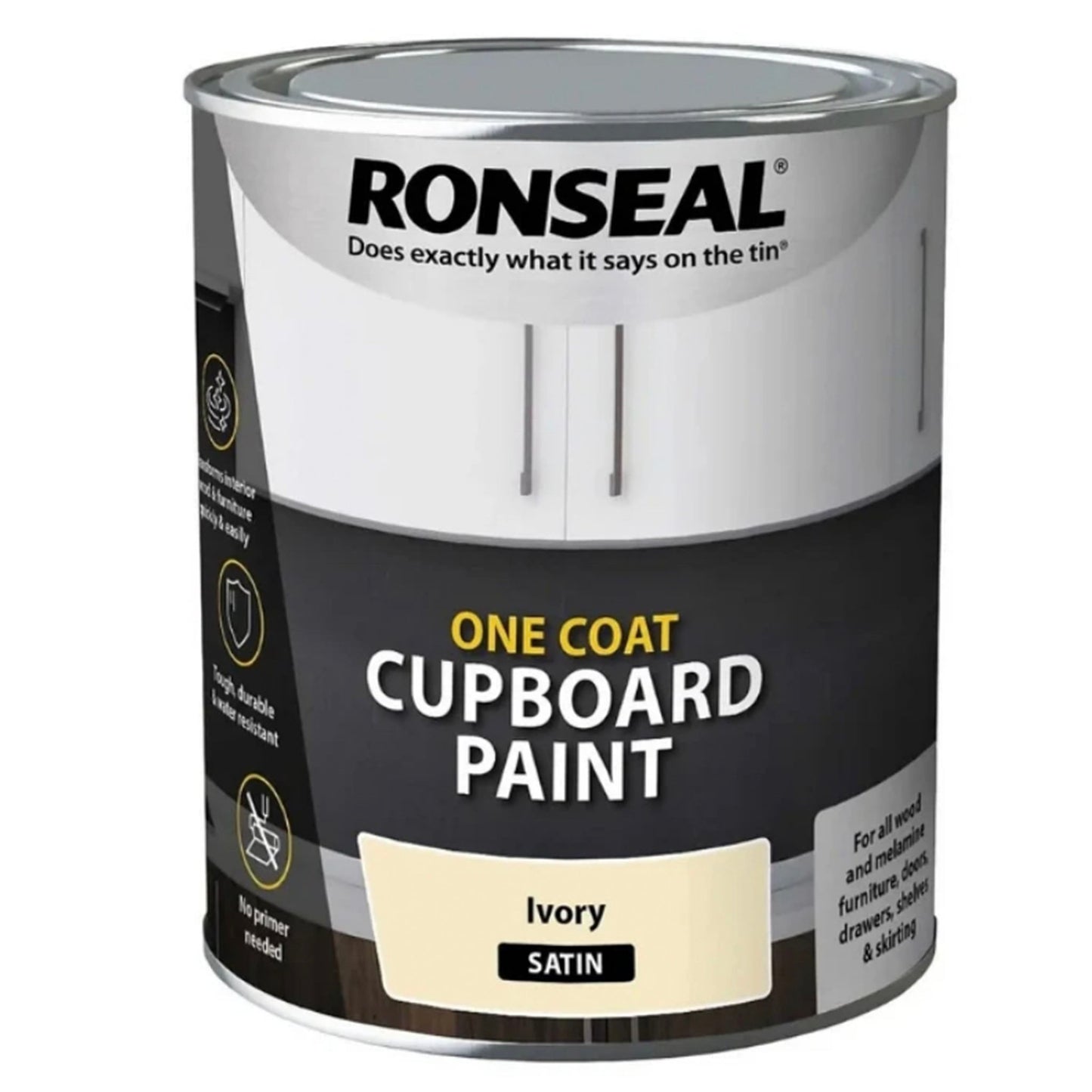 Ronseal One Coat Cupboard Paint Ivory Satin Finish