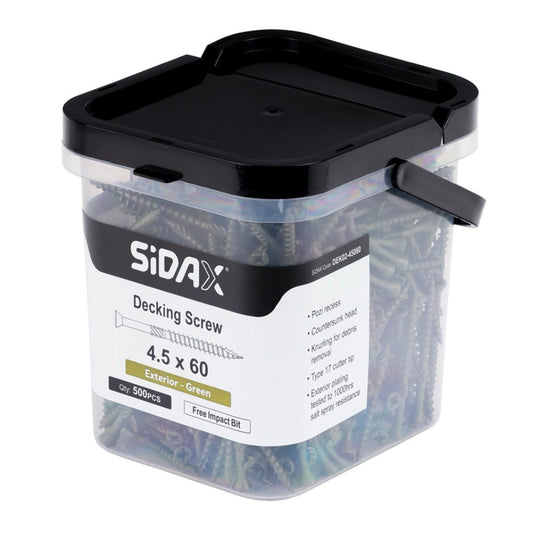 SiDAX Green Decking Screws 4.5 x 60mm - 500 Tub