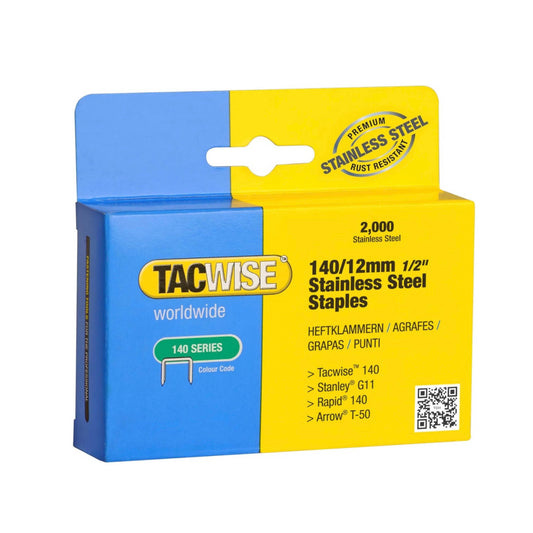 Tacwise Type 140 Stainless Steel Staples 12mm - 2000 Box