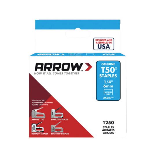 Arrow T50 Staples 6mm - 1250 Pack