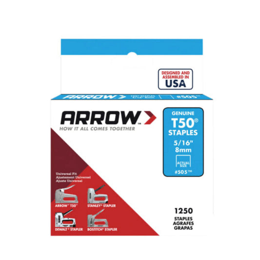 Arrow T50 Staples 8mm - 1250 Pack