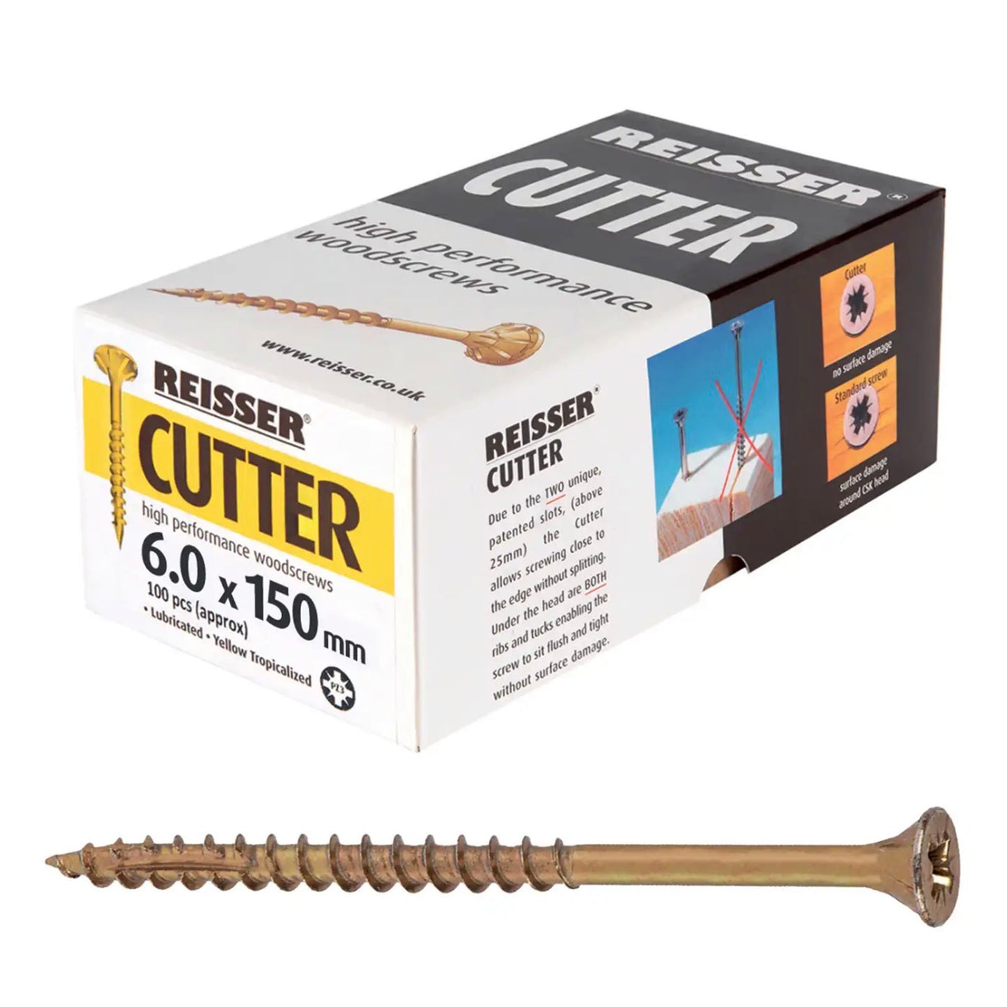 Reisser Cutter Screws 6mm x 150mm 100 Box