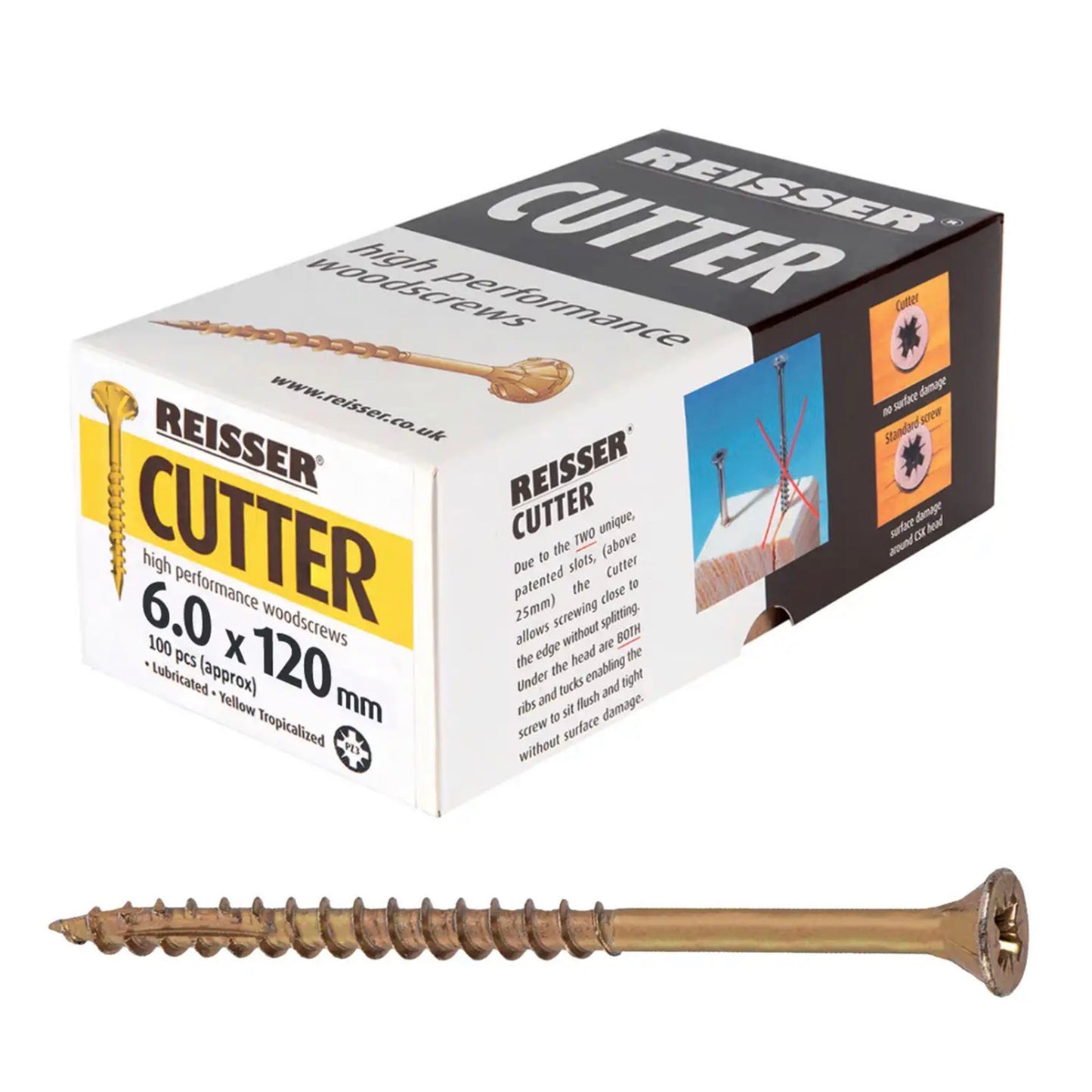 Reisser Cutter Screws 6mm x 120mm 100 Box