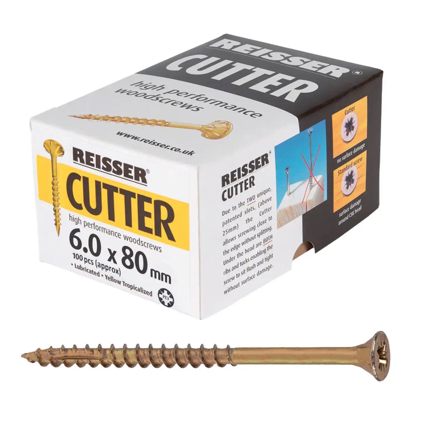 Reisser Cutter Screws 6mm x 80mm 100 Box