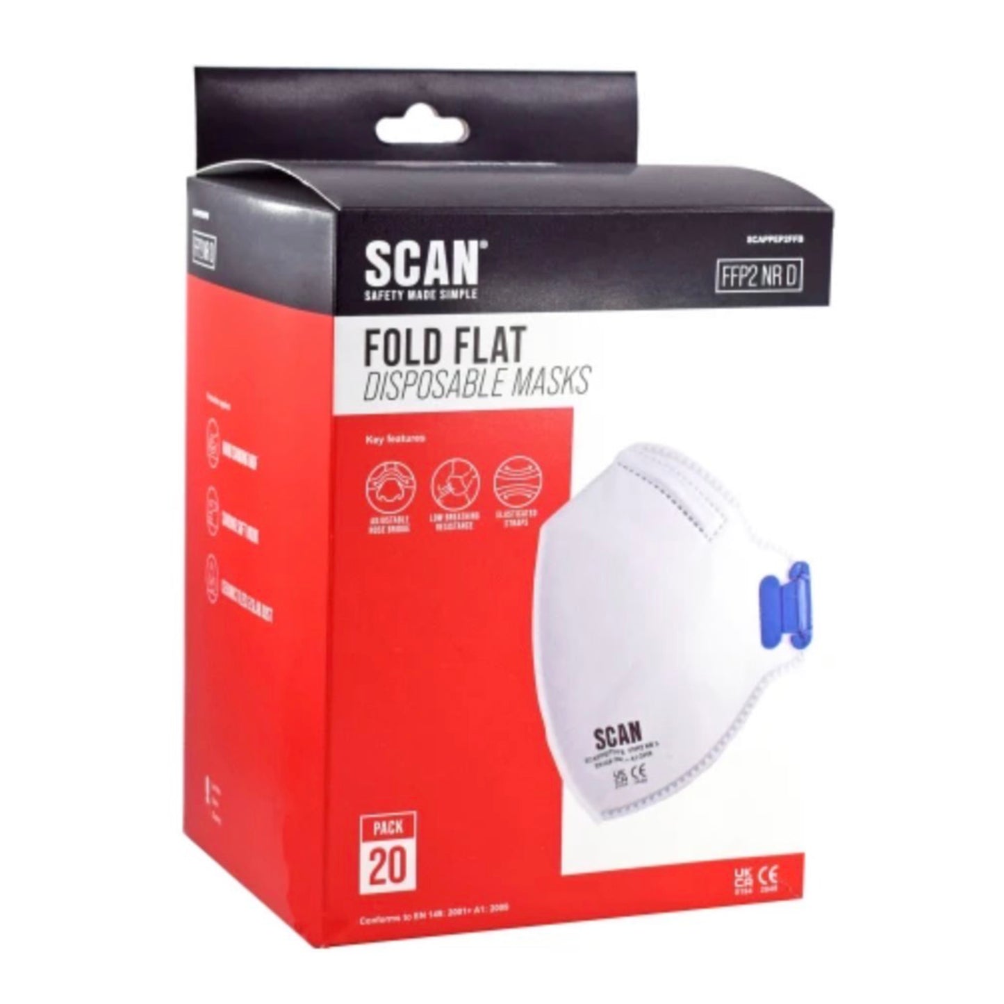 Scan Fold Flat Disposable Mask FFP2 Protection - 20 Pack