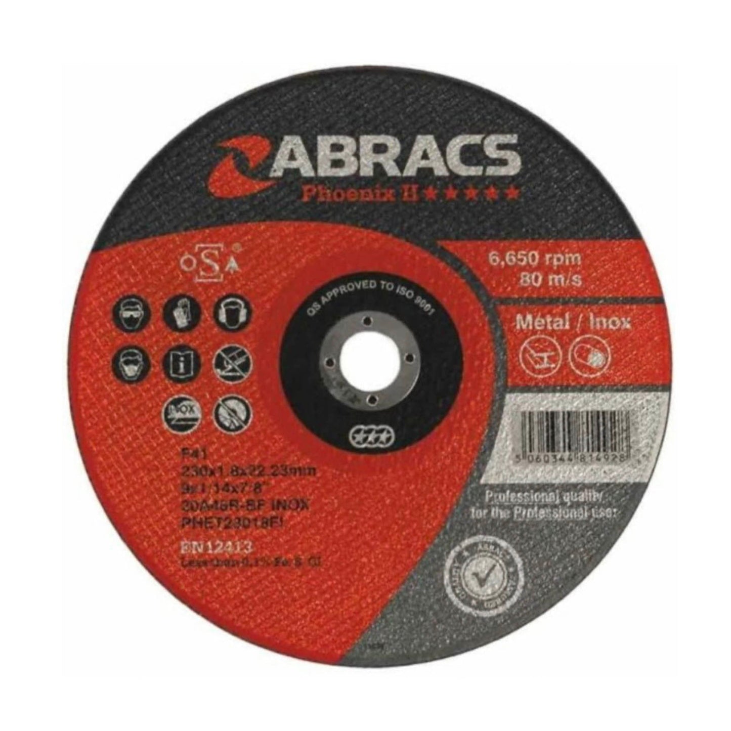 Abracs Metal And Inox Slitting And Cutting Disc Extra Thin 230mm x 1.8mm - Transtools Online