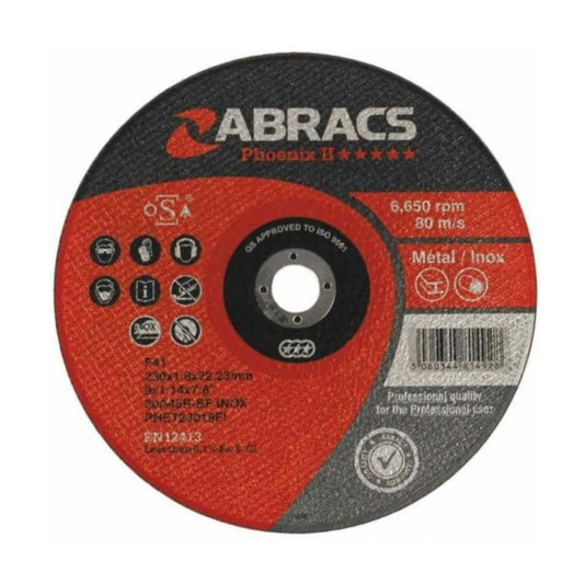 Abracs Metal And Inox Slitting And Cutting Disc Extra Thin 230mm x 1.8mm - Transtools Online